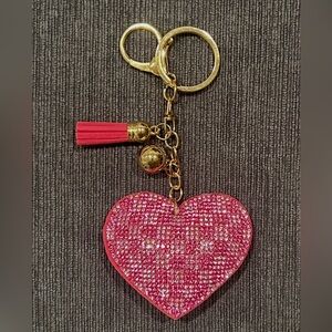 Pink Rhinestone Heart Bag Charm